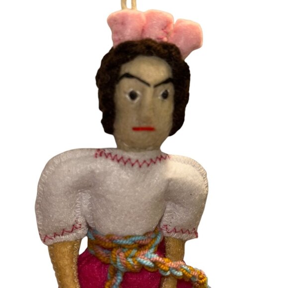 Silk Road Bazaar Frida Khalo HAND MADE artisan Kyrgyzstan DOLL wool ornament - Picture 2 of 3
